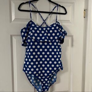 Cobalt blue polka dot swimsuit bathing suit- WEAR MTIPLE WAYS!